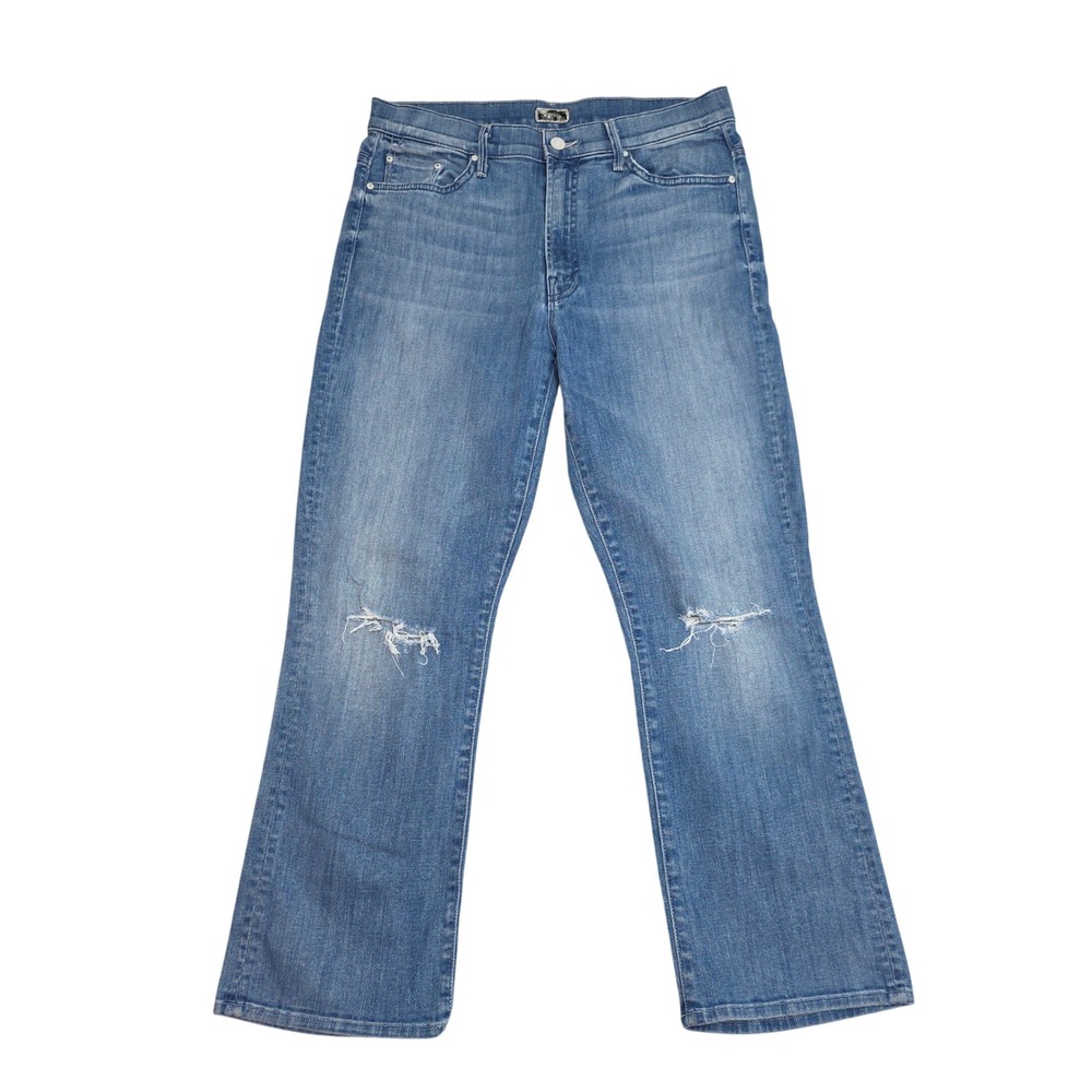 Mother Jeans Womens 32 Blue Distressed High Rise Straight Leg Denim Made in USA